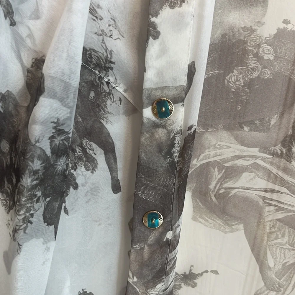 BURBERRY Amelie Bow neck Angel print Mulberry silk sheer long sleeve blouse - Picture 16 of 17